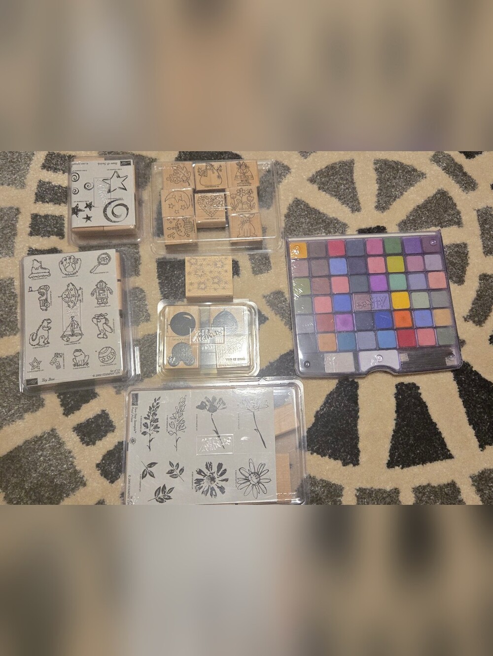 Assorted Craft Stamps and Pastel Color Palette
